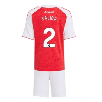 Billige Fotballdrakt Arsenal William Saliba #2 Replika Hjemmedraktsett Barn 2025-26 Kortermet (med bukser)